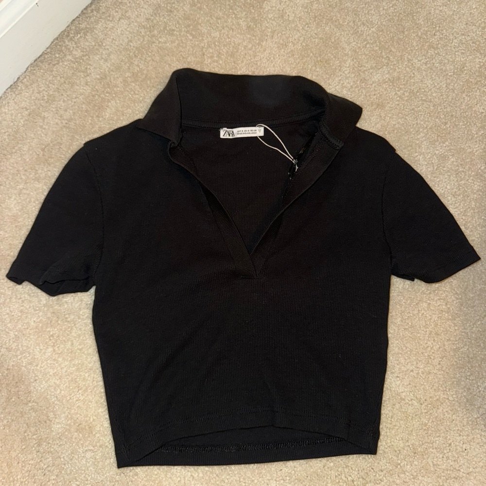 Zara black crop top S